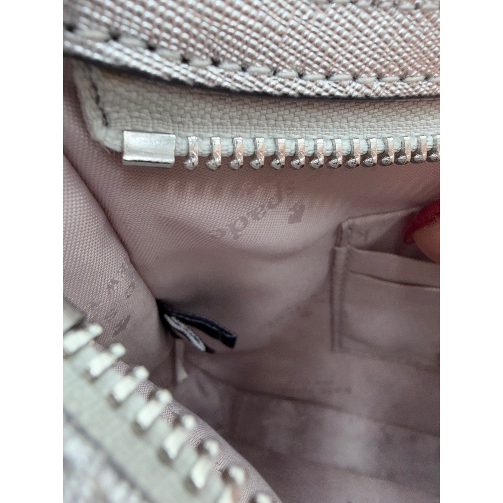 Kate Spade Silver Glitter Hobo Shoulder Bag Metallic Saffiano Leather Trim Small - Picture 11 of 11